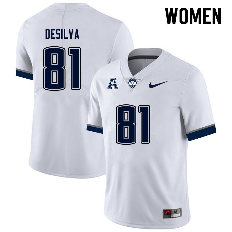 Women #81 Owen DeSilva Uconn Huskies College Football Jerseys Sale-White - Click Image to Close